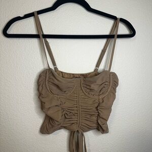 Stylish Ruched Tan Crop Top